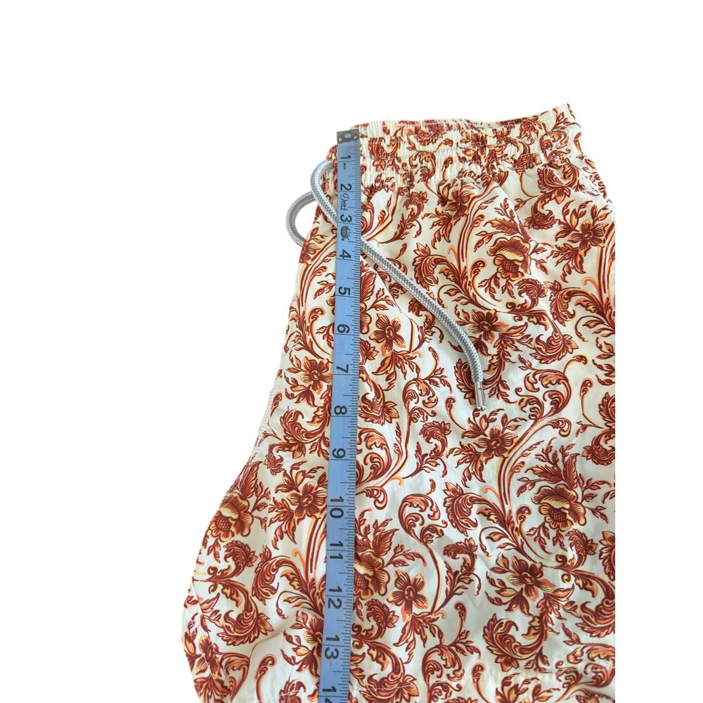 Fedeli Orange Floral Print Lined Made in Italy Slim Swim Trunks Shorts Medium - Picture 9 of 9